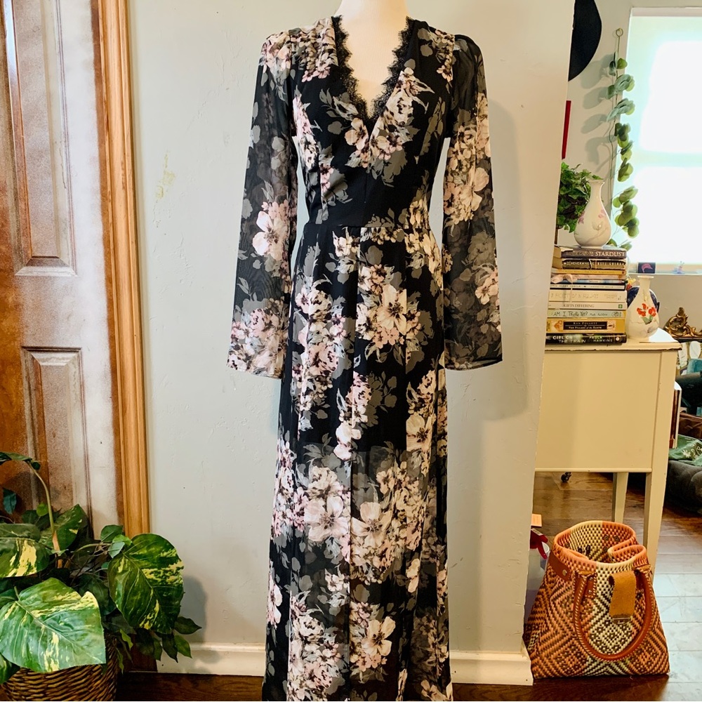 Forever21 Black Pink Floral Dress NWT